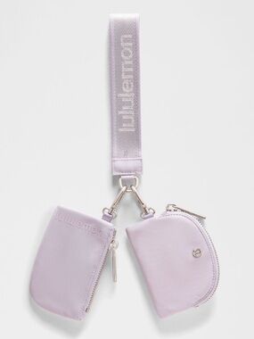 Lululemon Dual Pouch Wristlet Metallic Wordmark Faint Lavender & Silver Hardware